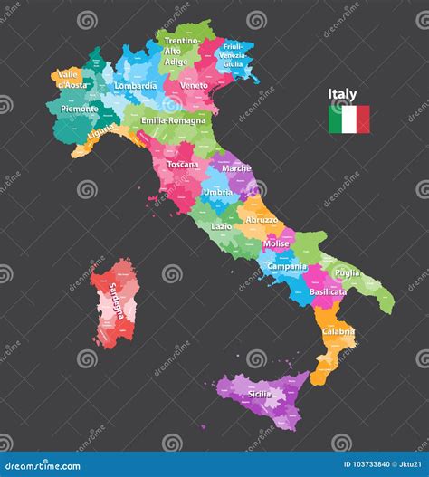 Detailed Map Map Italy Regions Provinces