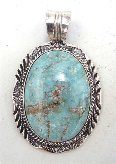 Navajo Will Denetdale Dry Creek Turquoise And Sterling Silver Pendant