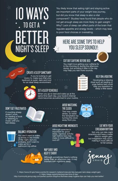 10 Ways To Get A Better Nights Sleep Infographic Jenny Craig