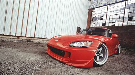 1366x768 Resolution Red Coupe Honda S2000 Stance Car Hd Wallpaper