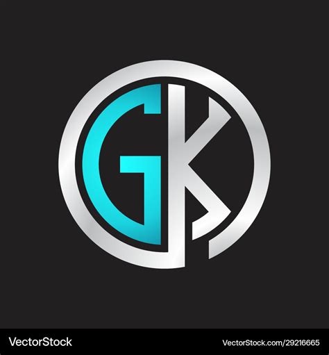 Gk Initial Logo Linked Circle Monogram Royalty Free Vector