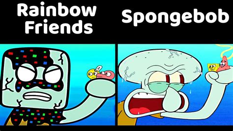 Rainbow Friends Vs Spongebob Animation Squidward Vs Green Youtube