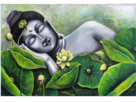 Sleeping Buddha Acrylic On Canvas Painting By Gayatri Mavuru