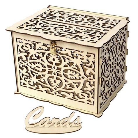 Wedding card boxes are a way to keep your guests cards in one place so you dont miss out on any. Wedding Card Box Decorations Vintage Card Box with Lock DIY Money Box Wooden Gift Boxes for ...