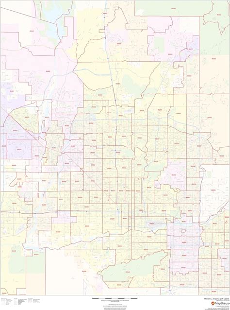 8x11 Printable Phoenix Metro Zip Code Map Map