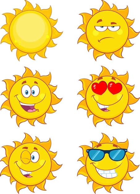 Premium Vector Sun Cartoon Mascot Characters Set Collection Isolated