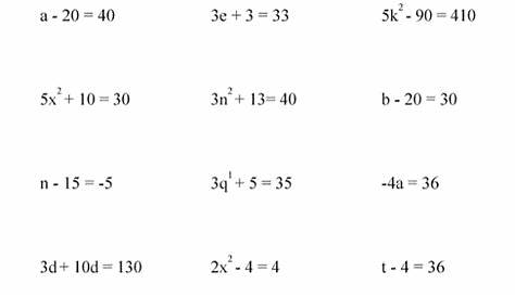 Sixth Grade Algebraic Equation Math Worksheets | K5 Worksheets