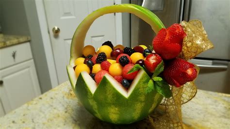 How To Make Watermelon Basket Diy Fruits Bowl Youtube