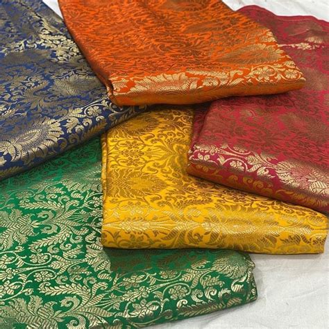 gold brocade silk designer women saree blouse indian sari etsy