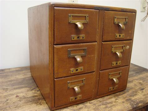 Antique Oak 6 Drawer Library File Card Catalog Library Bureau Makers