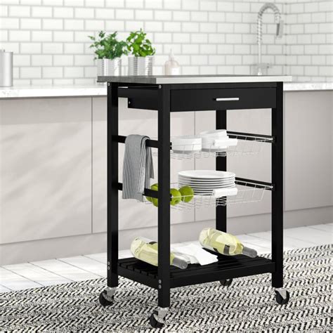 Stainless steel 3 tier rolling service cart. Brambly Cottage Dandre Kitchen Trolley with Stainless ...