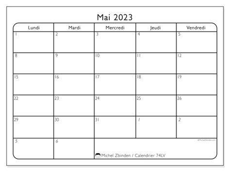 Calendrier Mai 2023 à Imprimer “772ld” Michel Zbinden Fr