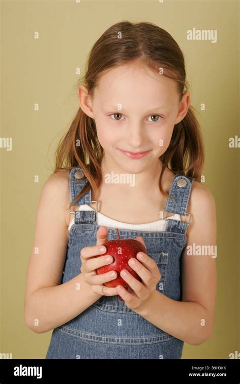 Girl Apple Semi Portrait Eat Series People Children 6 10 Years Blond