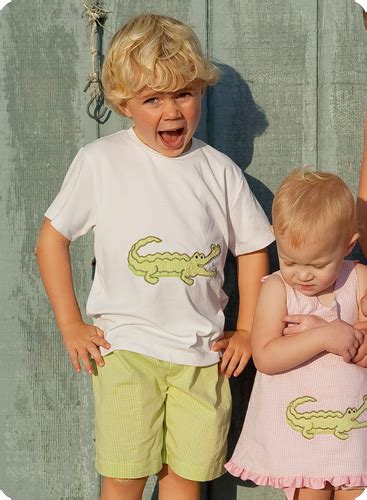 Boys 2 Piece Alligator Short Set Childrens Clothing Smocked Heirloom