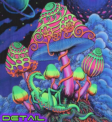 trippy wall art cosmic shrooms psychedelic tapestry etsy