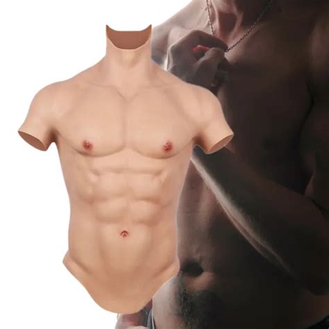 Crossdresser Silicone Fake Male Chest Belly Muscle Enhance Body Suit
