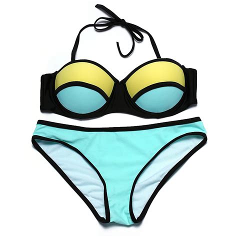2017 Newest Sexy Prints Patchwork Lady Swimwear Summer Beach Girl Swimsuit Push Up Women Bikini