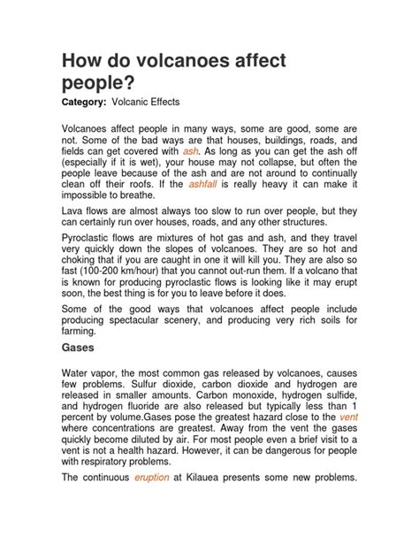 How Do Volcanoes Affect People Pdf Volcanic Ash Volcano