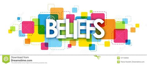 Beliefs Banner On Colorful Squares Background Stock Vector