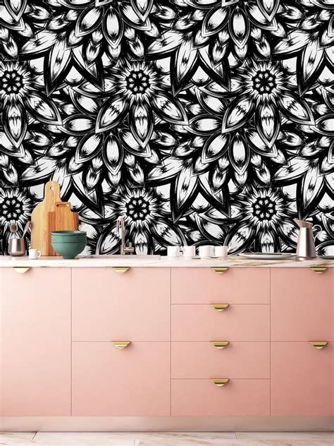 Bold Flowers Removable Wallpaper Peel And Stick Wallpaper Wall Etsy