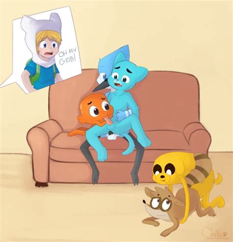 Rule 34 Adventure Time Chibitracy Crossover Darwin Watterson Finn The Human Gumball Watterson