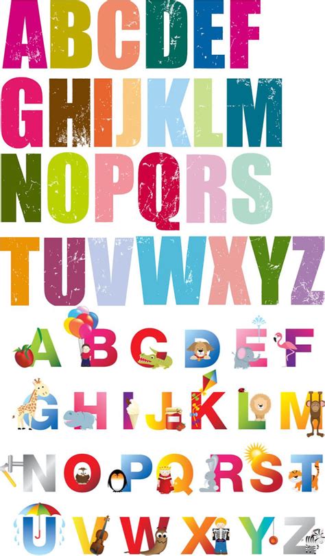 Bright Colorful Alphabets Vector Alphabet Numbers Font Vector