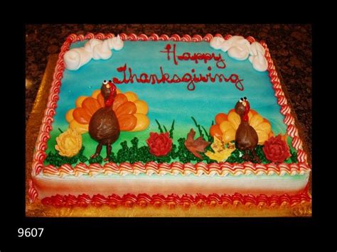 Happy Thanksgiving Cake With Turkies Fall Decorated Cookies Decorated Cakes Baking Cupcakes