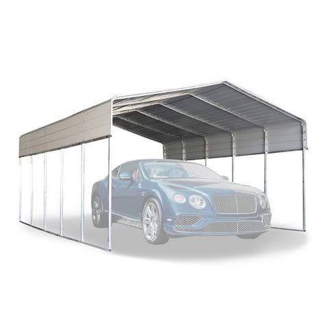 Aleko Galvanized Steel Carport Canopy Shelter 12w X 30l X 10h Ft Grey