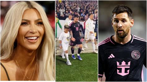 Lionel Messi Accompanies Kim Kardashians Son Saint Onto The Field