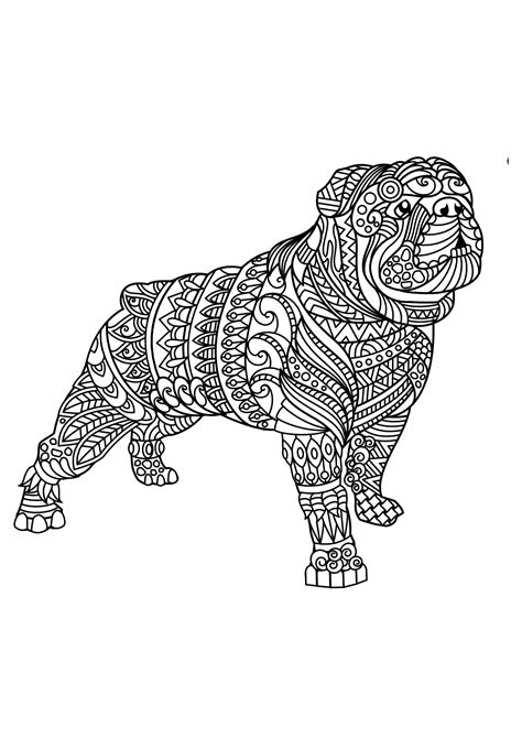 Dog coloring pages for adults has lots of dog pictures to color and it's needless to say you are going to love it! Bulldog - Coloring Pages for Adults