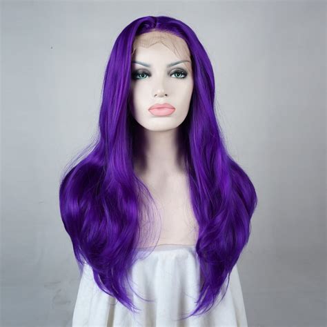 20 Purple Wavy Hair Heat Resistant Long Party Fashion Lace Front Wig