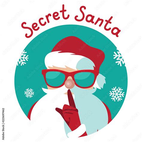 Cartoon Secret Santa Christmas Illustration Shushing You With His