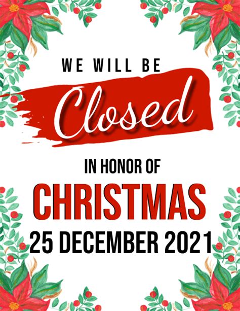 Copy Of Christmas Day Shop Closed Notice Template Postermywall
