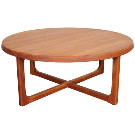 Umbrellas, planter boxes, outdoor rugs, pillows, cushions. Mid-Century Large Round Solid Teak Coffee Table at 1stdibs