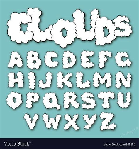 Clouds Font Royalty Free Vector Image Vectorstock