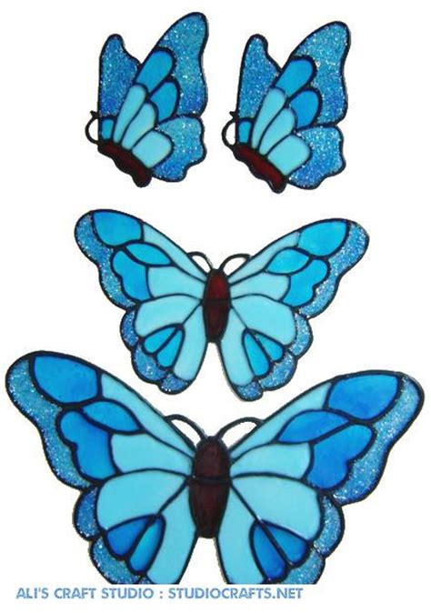 Butterfly Window Clings Set Of 4 Hand Painted Stained Glass Etsy