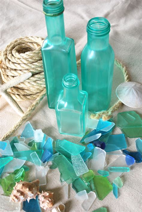 Sea Glass Bottles Bottle Crafts Painted Glass Bottles Glass Crafts