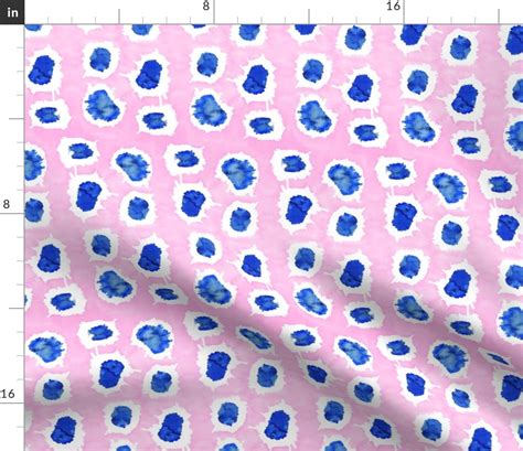 Shibori Pink And Blue Polka Dots Fabric Spoonflower