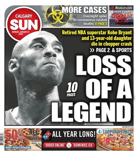 News of kobe bryant's death on sunday prompted reactions from political leaders, the sports world, and fans around the globe. How 23 newspapers covered Kobe Bryant's death on their front pages - Insider