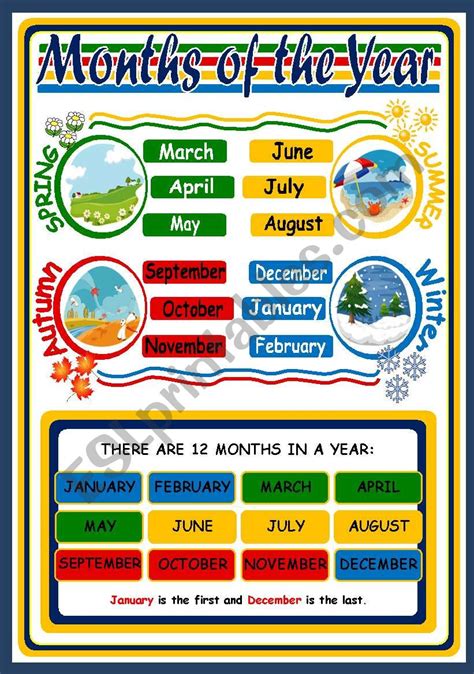 Months And Seasons Poster Esl Worksheet By Xani