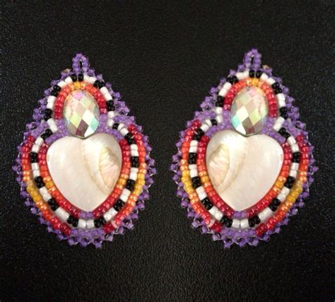 Native American Beaded Earrings Heart Shell Earrings Native American