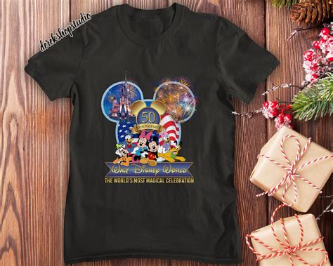 50th Anniversary Walt Disney World Shirt Fireworks US Flag | Etsy