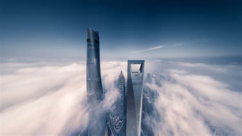 3840x2160 Shanghai Skyscraper Fog Clouds 4k Hd 4k Wallpapersimages