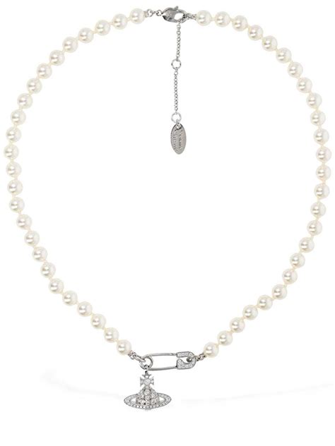 Vivienne Westwood Lucrece Faux Pearl Necklace Cream Silver Editorialist