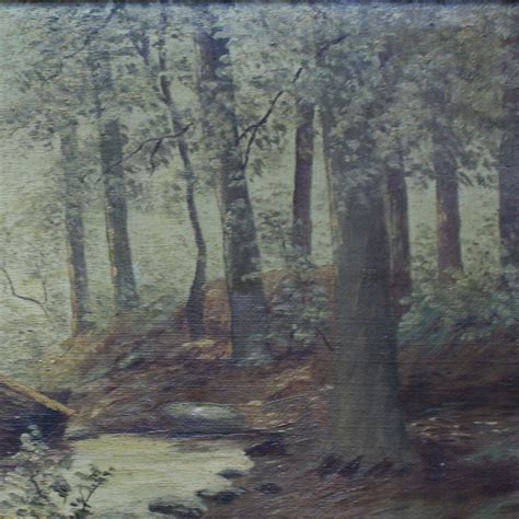 Antique Signed Oil Painting Of Forest And Stream