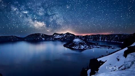 Free Download Milky Way Above Crater Lake Oregon Hq Wallpapers 1920x1200 For Your Desktop