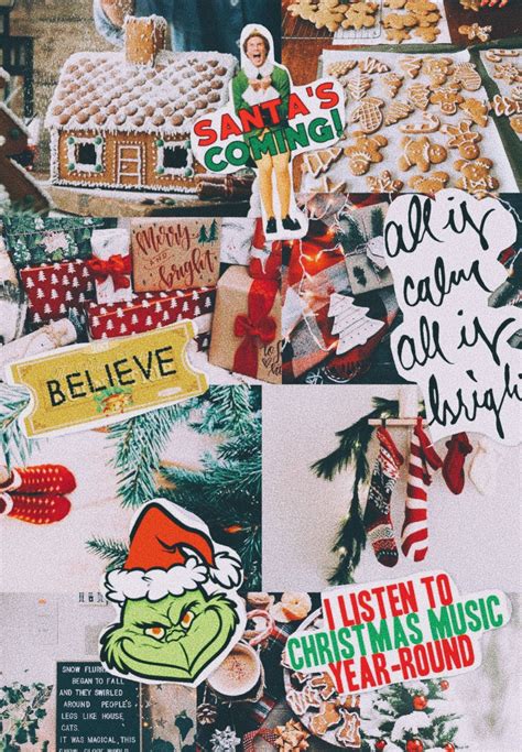 Download Christmas Collage Stickers Wallpaper