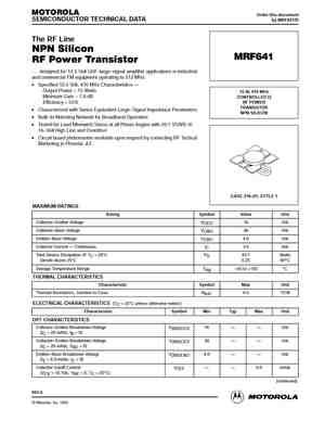 MRF641 Datasheet, Equivalent, Cross Reference Search. Transistor Catalog