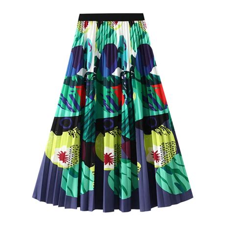 TIGENA Aesthetic Abstract Print Midi Long Skirt For Women 2023 New