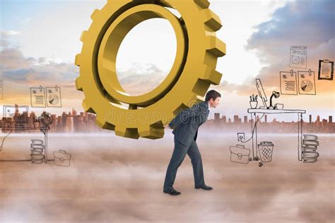 Composite Image Of Businessman Leaning Over Stock Image Image Of Gear
